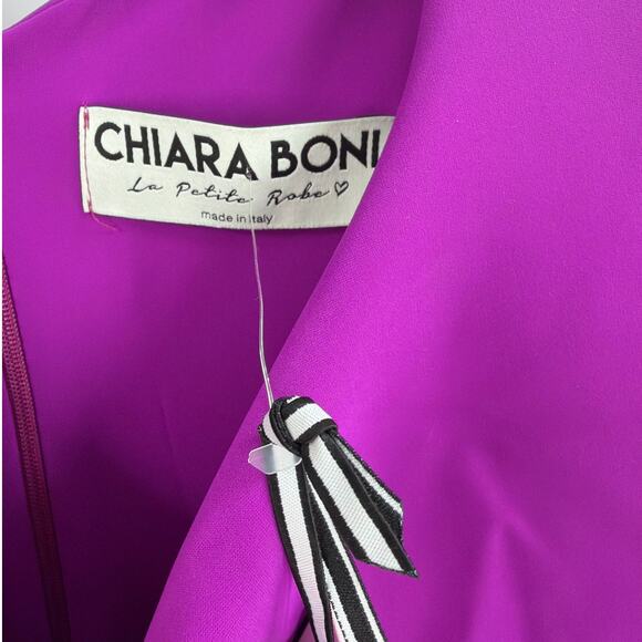 Chiara Boni La Petite Robe Women's Magenta Gathered Side Midi Dress Size 4 - Picture 9 of 11